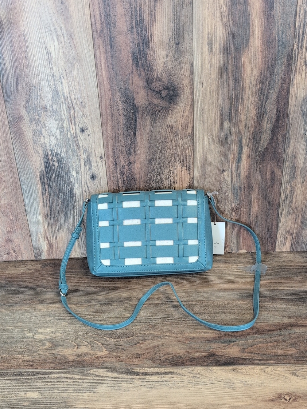 a new day Teal Woven Crossbody Canvas Bag NWT          AB167